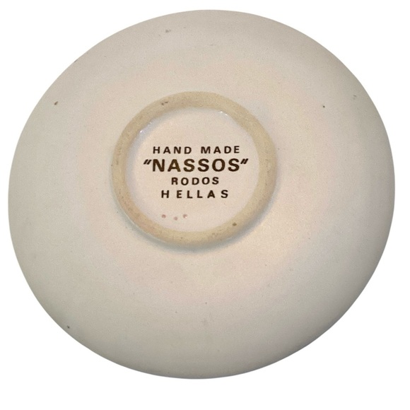 Nassas Rodos Hellas Handmade Greek Pottery Deer Floral Espresso Cup & Saucer - Picture 3 of 10